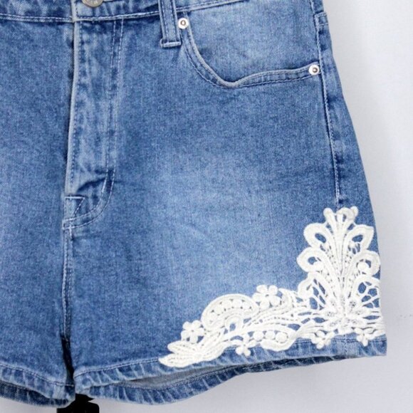 BDG High Rise Erin 5 Pocket Shortie Light Blue Denim Shorts Size 27w - Picture 5 of 14